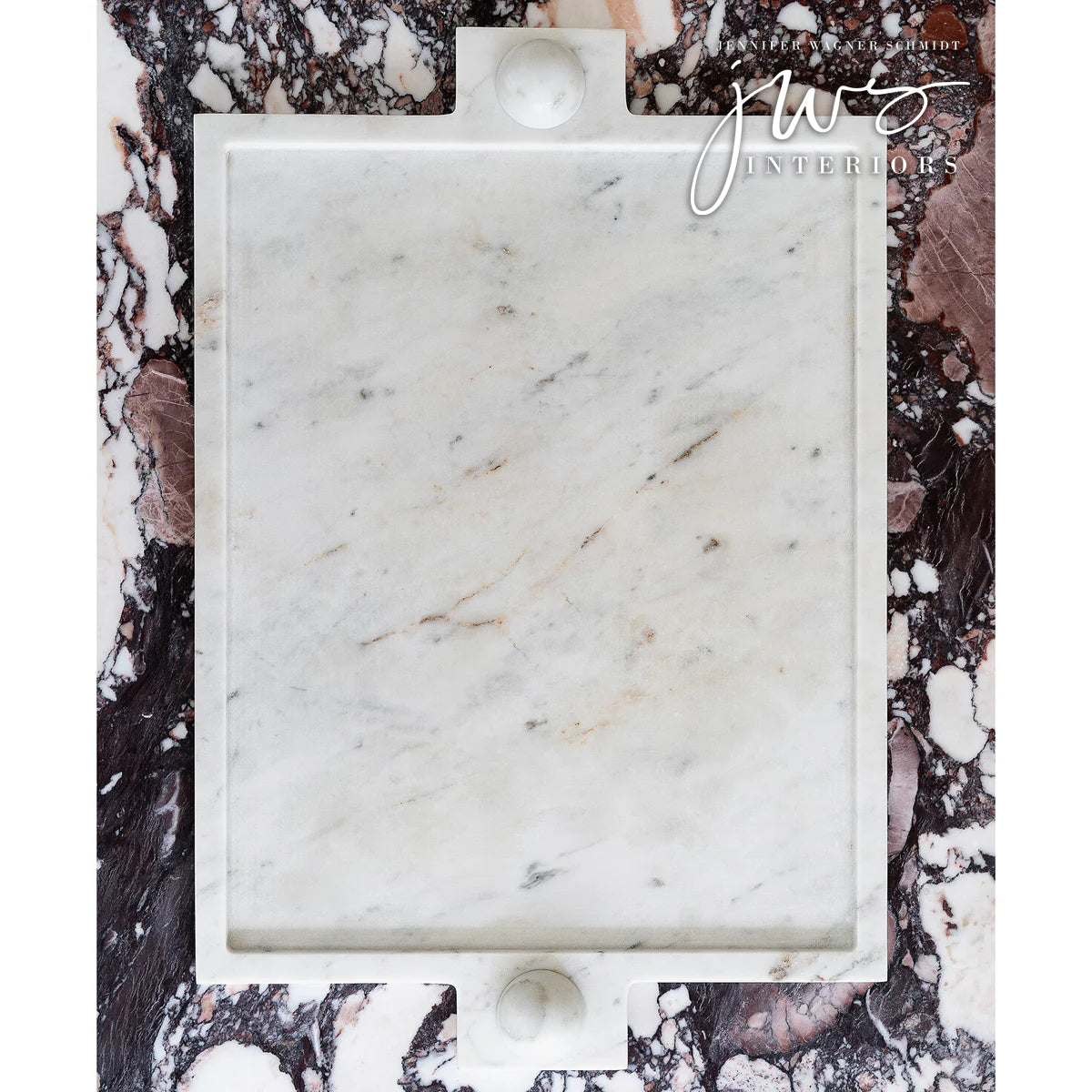 Tray with Bubble Handles in White Marble Main Product Slider View